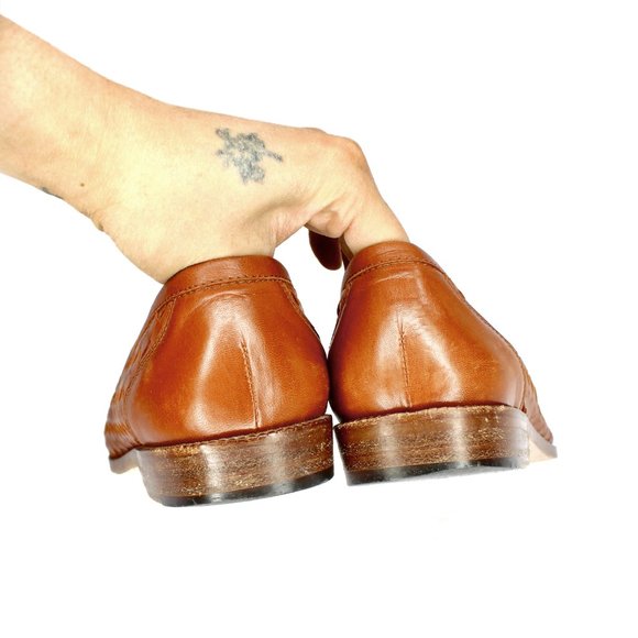 Vintage BOTTEGA VENETA Brown Intrecciato Woven Leather Driving Loafers - Picture 9 of 13